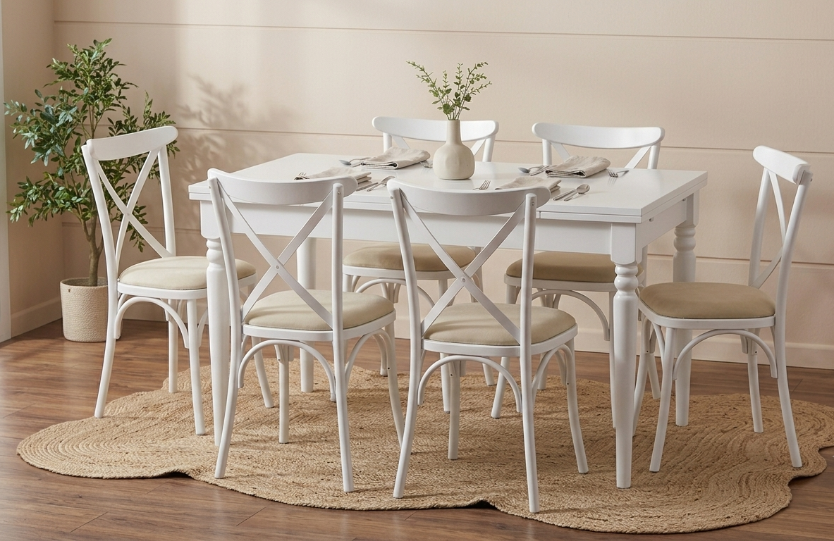 Larina Dining Room Set (6 Chairs + Extendable Table)